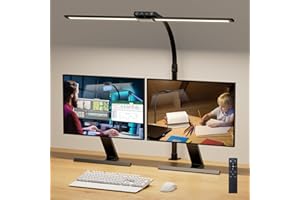 VUENICEE Lampada da Scrivania a LED, 5 Luminosità 5 Temperature di Colore Regolabili, 75 cm Lampada con Morsetto, 20W Telecomando e Controllo Touch, per Schermo PC, Design, Lettura, Disegno, Ufficio