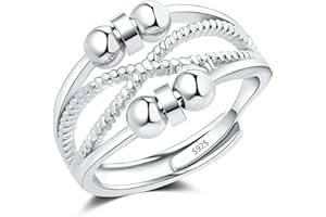 Cangall Silber Anxiety Rings, 925 Sterling Silber Damen Fidget Rings, Offen Einstellbar Anti Stressrings Dekompressionsringe, Unendlichkeit Spinner Fidget Ringe, Unisex Stimmungsring Angst Ringe
