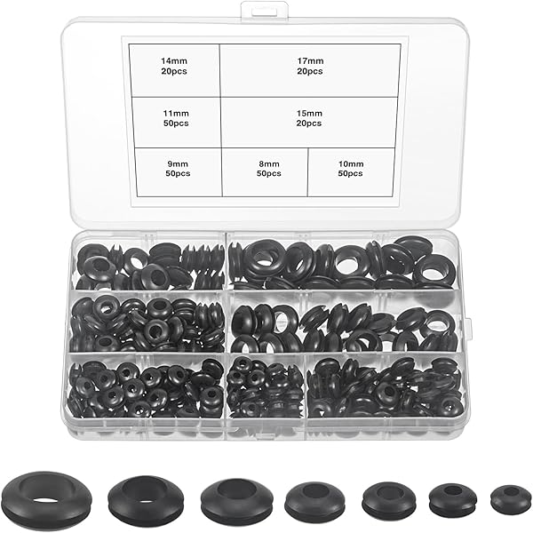 Set 200 Passacavi In Gomma - 7 Taglie Per Proteggere Cavi Elettrici - Foto 7