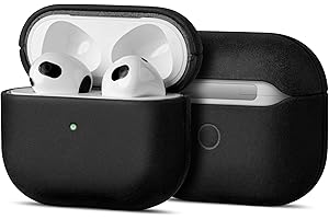 Maogoam Etui do AirPods 3. generacji, skóra, prawdziwy wosk w stylu vintage Crazy Horse skóra bydlęca Case Cover do Apple Airpods 3, ręcznie wykonany, Fully-Wrapped, Indiana-Jones Style, czarny