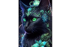 QENSPE 5D Diamond Painting Gatto Nero Kit per Diamond Painting Adulti, Gatto Pittura Diamante Kit Completo per Bambini, DIY Gemma Arte Decorazione per Casa Pareti 30x40cm
