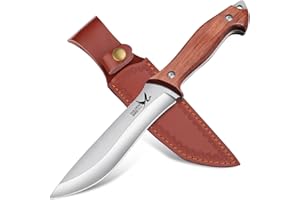 Golden Bird Cuchillo de supervivencia al aire libre Full Tang 14.5cm Cuchillo de caza de hoja fija con funda Cuchillo afilado Bushcraft Cuchillo al aire libre para acampar, aventura - Beast Series Fox