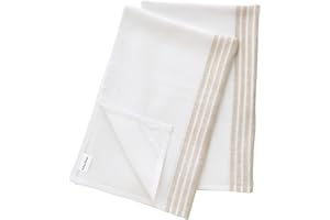 Solino Home Linen Kitchen Towels 17 x 26 Inch – 100% Pure Linen Tea Towels Set of 2 – Farmhouse Striped Kitchen Towels Natural and White – Handcrafted from European Flax
