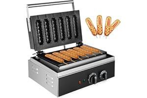 Olibelle Gaufrier Électrique 1500W, Machine à Gaufre SC-118, Gaufres à hot-dog, Cuire 6 gaufres à la fois, Avec surface antiadhésive, pour les boulangeries/les restaurants/les cantines