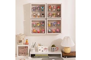 Azatemgo Vitrina de Pared para Colecciones – Armario de Almacenamiento con 2 Estantes – para Miniaturas Modelos Reducidos de Coches, Lego, Figura, Maqueta – Blanco (24,5 x 24,5 x 8 cm)