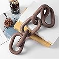 Benting Decorative Wood Chain Link Decor Rustic Wood Link 5 Link Wooden Chain Decor Link Ornament Farmhouse Wooden Links Home Decor Hand Carved Wood Crafts Ornaments for Coffee Table Tray Shef (Brown)