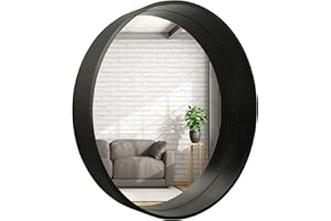 ‎BD ART BD ART Rund Spiegel,Wanddekorativer Spiegel, Skandinavisches Design, Wandspiegel Design,Tief, 50cm Durchmesser, Holz, Schwarz