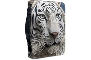 Kuiaobaty Couverture de livre en cuir synthétique avec poche intérieure pour enfants, femmes, hommes et enfants Motif tigre blanc
