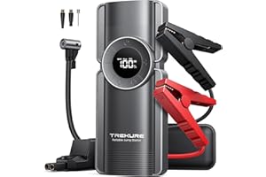 TREKURE Booster Batterie Voiture 5500A, Démarreurs de Batterie avec Compresseur à Air, 150PSI Gonfleur de Pneus Voiture, 12V Jump Starter Portable avec Écran LCD, Aide au démarrage avec compresseur d'air