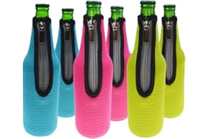 Orchidtent Bier Flaschenkühler, 6 Stück 17,6 Oz (500ml) Neopren Isoliert Reißverschluss Faltbar Bier Flaschen Kühler/Weinkühler/Getränkekühler 6 Colors 2