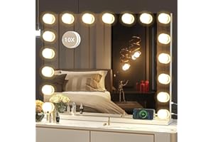 LIANWANG Hollywood Schminkspiegel mit Beleuchtung, 17 LED Schminkspiegel mit Licht Dimmbar für Schminktisch, Makeup Vanity Mirror mit 3 Farbtemperaturen, Type C und USB 70 x 55cm