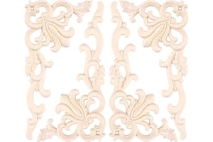 Nagoyuki 4 Piezas de Muebles Artesanales Florales Europeos Apliques Tallados Decorativos Madera Pared Puerta de Esquina
