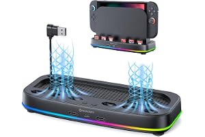 NEWDERY kylfläkt för Nintendo Switch 2 (2025), Switch 2 kyldocka med 9 RGB-lägen, 6 spelkortplatser och 3 USB-portar, dubbla