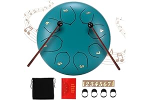 Couleeur Steel Tongue Drum, 6 Pollici 8 Note Handpan Strumento Musicale,Tamburo in Acciaio,Strumento a Percussione Tamburo per Meditazione,Yoga, Educazione Musicale,Guarigione del Suono (lago Blu)