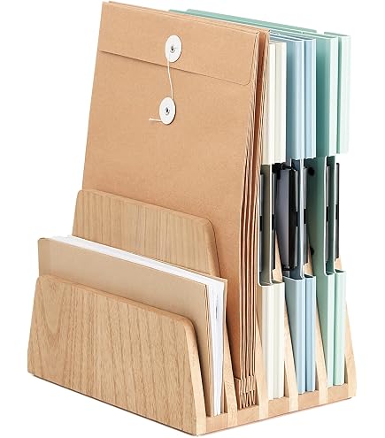 Organisateur Bureau Bois Kirigen - 3 Niveaux Pour Courrier, Documents Et Téléphone - Design Naturel