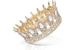 Coco Berming Vintage Crown, Glittering Bridal Tiara, Crystal Baroque Tiara for Weddings, Birthday Parties, Travel Memories, Holidays, Fairs