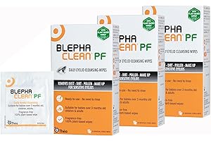 Blephaclean PF Daily Eyelid Wipes x 60 - Gentle Cleansing for the eyelids and skin around the eyes | Suitable for Babies (over 3 months old) children & adults | 20 Sterile Plastic-Free Wipes x 3 packs