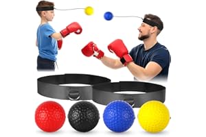 AOLIGEI Boxing Reflex Ball, Fight Ball Reflex on String with Headband for Fight MMA Training Speed Reactions Adult/Kids Improve Punch Focus Sport Exercise Practice Fitness Elastic Rope Head Band Set Cap