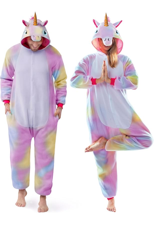 JONRRYIN Pyjama dames, onesie dierenjumpsuit, pyjama dierenmaskers, kostuum carnaval, dierenoverall, cosplay volwassenen, Bruin, M