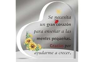 HZBLAZ Placas Acrílicas Corazón Maestra Regalo Día del Maestro Cumpleaños Graduación Navidad Profesora Jubilación Apreciar Mujeres Hombres Escritorio Letrero Oficina Decoración Hogar Recuerdos