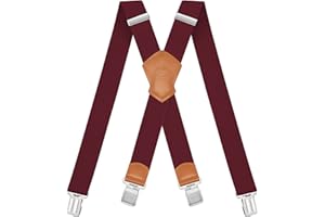 Dresime Bretelles Homme Larges Réglable Élastique Extra Fort 4 Robuste Clips, pour Hommes et femmes avec en forme X Design et Sangles Extra Larges -4cm