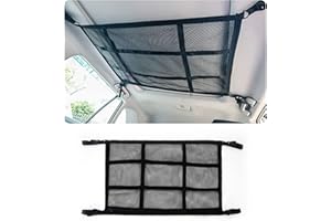 ‎VIWAVEE ViWaVee Gepäcknetz Auto, doppellagige Autodach Aufbewahrung für Decken, Autonetz Organizer für Vier Dacharmlehnen, SUV, Van. Tolles Auto Camping Zubehör für Lange Roadtrips. (90 x 65 cm)