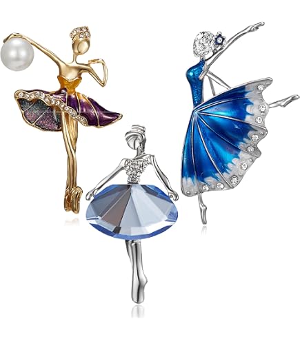 3 Pezzi Spilla Con Strass Ballerina, spille gioiello per vestiti, Spille con Strass Elegante Moda, Adatto a Donne E Ragazze, Vestiti, Zaini, Accessori per Cappelli