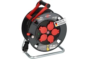 Brennenstuhl Professional Kabeltrommel 300 KU 2200 (25m Kabel in schwarz, aus Spezialkunststoff, Baustelleneinsatz und ständiger Einsatz im Außenbereich, Made in Germany)