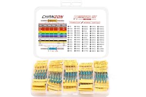 Chanzon 300pcs Kit de résistance fixe à film métallique 1R-4.7MR Ω ohm 60 valeurs 1/4w(0.25 w) ±1% Tolérance 0.01 MF Assortiment de résistances à trou traversant Limitation de courant Rohs Certifié