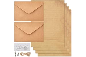 Qixuer 1 zestaw Vintage papier listowy postarzane koperty, vintage kartka z życzeniami zestaw kopert vintage zestaw kopert papier do pisania zestaw artykułów piśmienniczych retro design DIY vintage