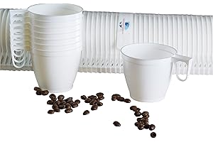 Gastro-Bedarf-Gutheil 60 Stk. Einweg Kaffeetasse Henkeltasse 180ml mit geschlossenem Griff PS weiß
