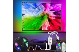 ETRLNXY RGBIC Strip 5m Dreamcolor Podświetlenie TV dla 65 do 85 Calowych Telewizorów, Aplikacja i Pilot Zdalnego Sterowania, Synchronizacja z Muzyką WiFi USB LED Wbudowane