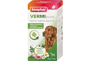 BEAPHAR – VERMIPURE – Comprimé hygiène digestive pour chien de moyenne à grande taille >15kg – Actifs naturels de plante – Lutte contre l'indigestion – Renforce le système immunitaire – 50 comprimés