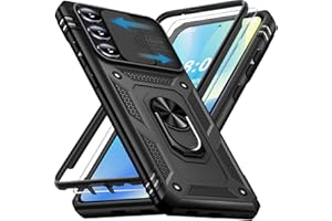 Giyer für Samsung Galaxy A55 5G Hülle mit Schutzfolie, Handyhülle A55 5G Tache mit Kameraschutz 360° Metall Ring Ständer Stoßfest Bumper Schutzhülle Samsung A55 Case Cover (Schwarz)