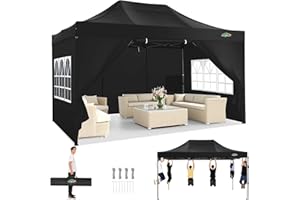 COBIZI Faltpavillon Pavillon 3x4.5 Wasserdicht Stabil, Outdoor Faltbar Garten Pavillon UV Schutz 50+, Partyzelt mit 4 Seitenteilen, Schwarz