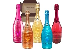 ENOVINOS THE WINE BRAND Pack 5 Botellas Vino Espumoso AVIVA Pink Gold, Blue, Gold, Rose y Red Rose - Vinos Espumosos AVIVA - Mejor Selección ENOVINOS
