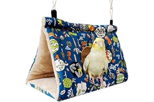 SKYEASURE Winter Warm Bird Nest House, Bird Hut Hideaway for Cage, Plush Fluffy Shed Hut Hanging Hammock Finch Cage Sleeping Bed Snuggle Tent for Budgies, Lovebird, Parrot, Parakeets, Cockatiels