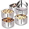 MARU Square Bowls for Kitchen, Stainless Steel Katori Set of 6-200ml Each, Durable Steel Bowls for Kitchen, Serving Bowl Silver Bowl Set