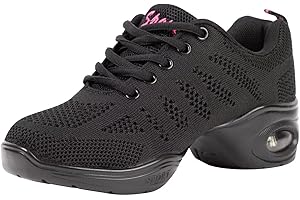 Asyusyu Black Jazz Shoes Women Breathable Dance Sneakers Jazz Trainers with Air Cushion
