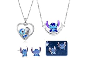 GUIDRE 3pcs Cartoon Anhänger Halskette für Frauen Mode Niedlich Ohana significa familia,Pendientes Ohana de dibujos animados,regalos de joyería para niñas y mujeres
