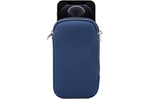 JLYIFAN Neopren Handytasche Mesh Pocket Lanyard Hülle für iPhone 15 14 13 12 11 Pro iPhone X XS iPhone SE Samsung Galaxy S24 S23 S22 S21 S20 S10 S10e A01 Google Pixel 8 7a 5 4a 4 (M, Blau)