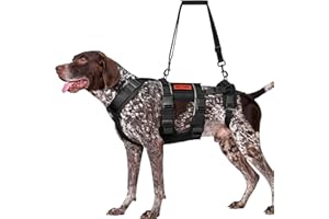 OneTigris Hundegeschirr, SKYEWALKER Unterstützung Geschirr, Einstellbares Hebegeschirr mit 2 Griffen für Unterstützung und Rehabilitation Geeignet für Mittelgroße und Große Hunde Schwarz L