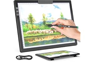 QENSPE Mesa de Luz A4 Recargable, LED Tableta de Luz a Bateria, 6 Niveles de Brillo Tablero de Dibujo Ajustable con Soporte y Clip para Diamantes 5D, Animacion, Caligrafia (Negro)