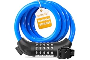 BOLEi Zapięcie rowerowe z kodem numerycznym 12 mm/120 cm, antykradzieżowe zapięcie rowerowe z 5-cyfrową kombinacją kodów, wodoszczelny zamek szyfrowy do roweru, roweru elektrycznego, wózków