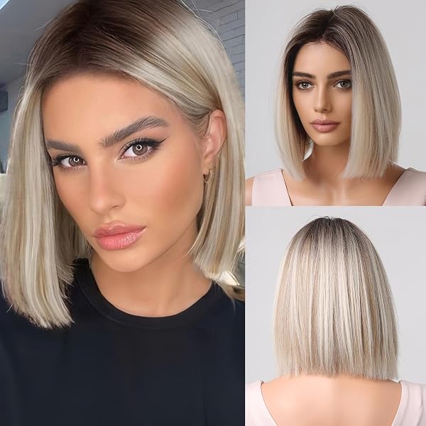 Damen Bob-Perücke Farbverlauf Lila – Synthetisches Ombre-Haar Für Cosplay, Party & Halloween