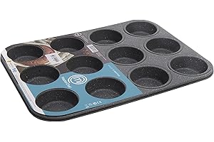 MY WAVE Masterchef Junior - Stampo per 12 Muffin - Modello in Acciaio al Carbonio - Teglia per con Superficie Antiaderente - 12 Stampini Piccoli - Adatto al Forno e Lavastoviglie