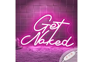 BEALITY Neon Light Sign Letters Get Naked Personalised Neon Lights Pink Wall Art LED Sign for Bathroom Decor, USB Powered Neon Sign Dimmable Light Up Signs for Bedroom Club Bar