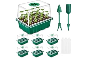 AmoJLnks 6 Pack Seed Tray,72 Cell Seedling Propagation Trays with Elevated Lids,Reusable Plastic Germination Starter Kit for Greenhouse and Garden (6 * 72 Seed Trays)