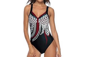 YUSON GIRL Costumi Interi Donna, One Piece Costumi da Bagno Push Up Trikini Imbottito Backless Swimsuit Pin Up Costume Bohemian Beachwear