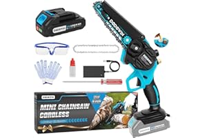 dodowin Mini Chainsaw, 6-inch Rechargeable Electric Power Chainsaw Cordless, Small Handheld Chain Saw for Cutting Trees, Woodworking Garden Tools, Gift for Men Dad Christmas, Stocking Fillers for Him